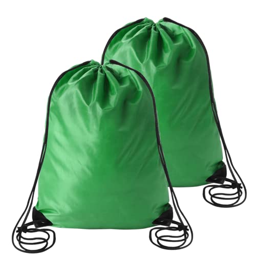 Green Drawstring Backpack - 2 Pack Lightweight Sports Bags