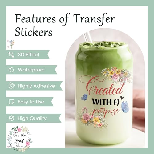 Christian UV DTF Cup Wraps - 20 Sheets for 16 oz Glass Mug | God Is Good Religious Transfer Decals