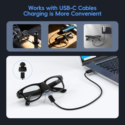 Black 2Pack USB-C Charging Adapter for RayBan Meta & Oakley Smart Glasses