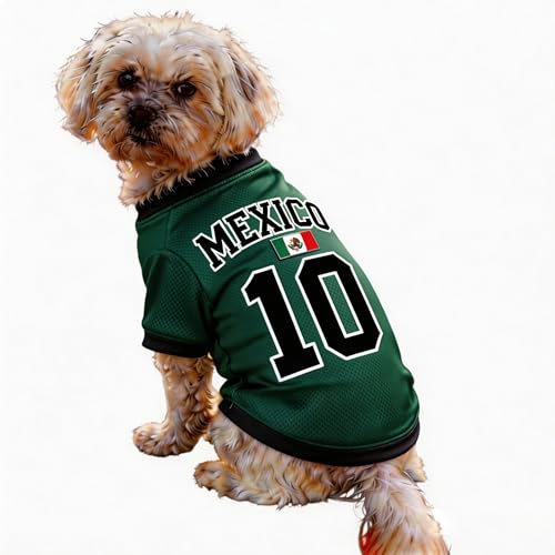 Dog Soccer Jersey - Breathable Summer Pet Shirt - Mexico, Large
