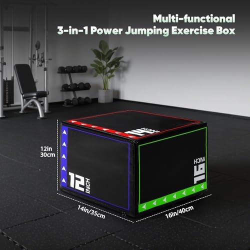 3-in-1 Foam Plyometric Jump Box Set - 12" x 14" x 16"