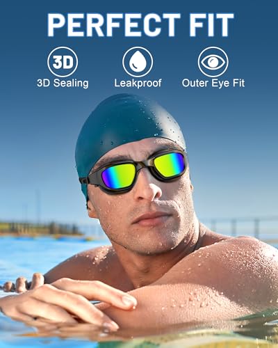 Zeligerstar Black Polarized Swim Goggles with Anti-Fog & UV Protection - Electroplated Gold