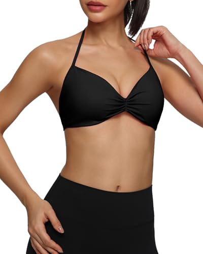 Strappy Sports Bra for Women Halter Bras Tops Adjustable