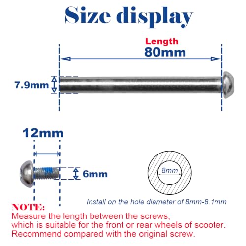 M8 Screws for 2-3-4-Wheel Kid Scooters - 42mm Axles