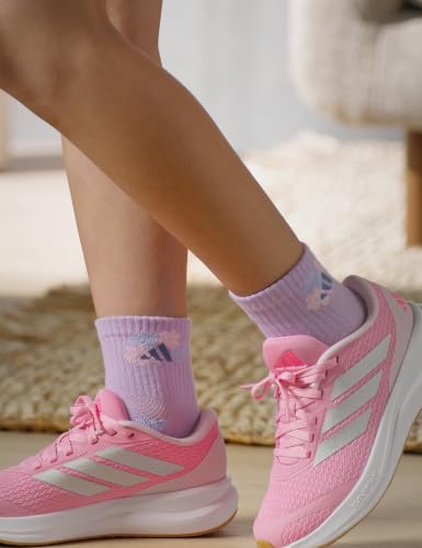 Fashion Quarter Ankle Socks for Girls - 6 Pairs - Powder Plum Purple/Glow Blue/Clear Pink