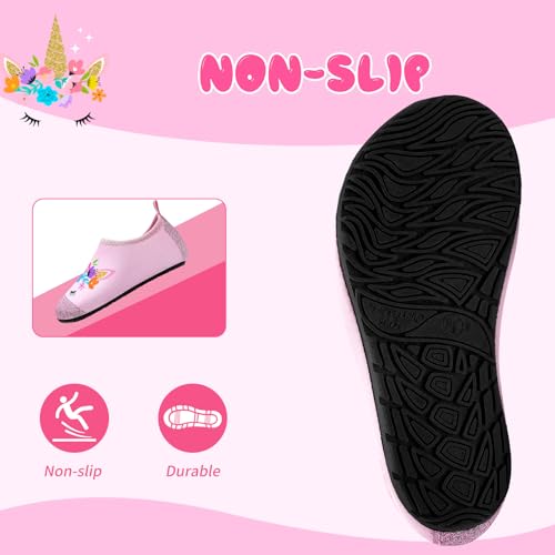 Kids Water Shoes - Quick Dry Barefoot Aqua Socks, A-Bling Unicorn 9.5-10 Toddler