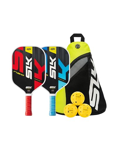 Pickleball Paddle Set with 2 Paddles, Pickleballs & Bag - Red & Blue