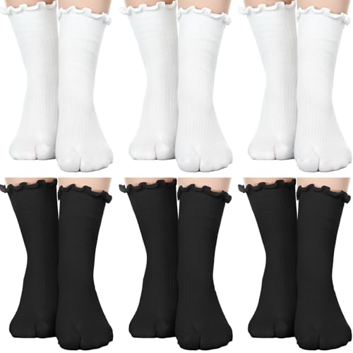 Bencailor 6 Pairs Women’s Split Toe Tabi Socks - Size 8-11, Simple Colors