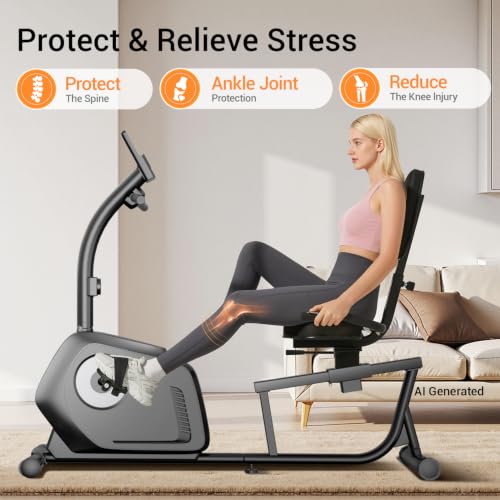 Recumbent Exercise Bike with 16-Level Magnetic Resistance - 350 lbs Capacity