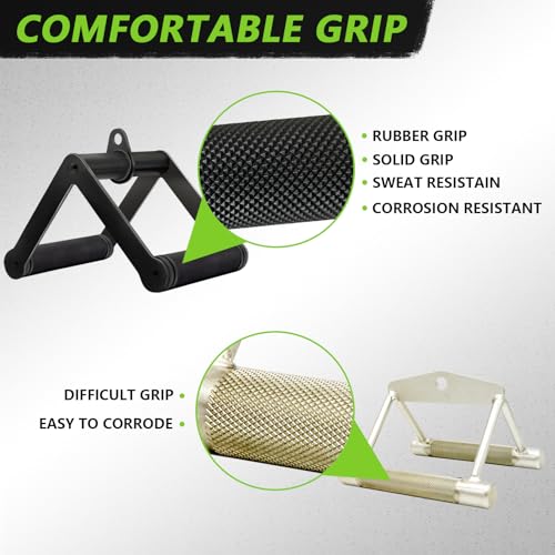 Double D Row Handle Cable Attachment - Steel with Non-Slip Grip