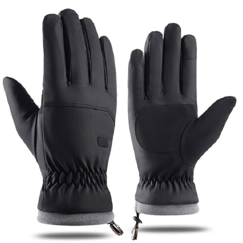 Waterproof Winter Ski Gloves for Men & Women - Medium, Solid Black