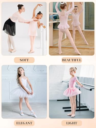 Cooraby 4 Pairs Toddler Ballet Tights for Girls, Pink, 6-8 Years, Ultra Soft Dance Stockings