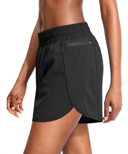 Soothfeel Women's 5-Inch Inseam Athletic Running Shorts for Workout & Gym - Black, Medium