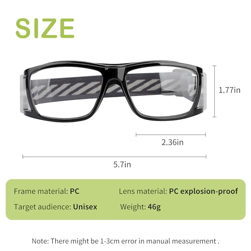 Sport Glasses for Men & Women - Black Frame, Black Nose Pads