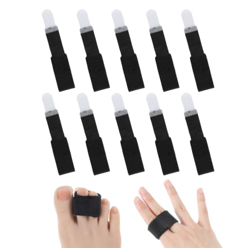 Buddy Tape Finger Straps - 10 Pcs Padded Splint for Injured Fingers - Black - 12.5cm