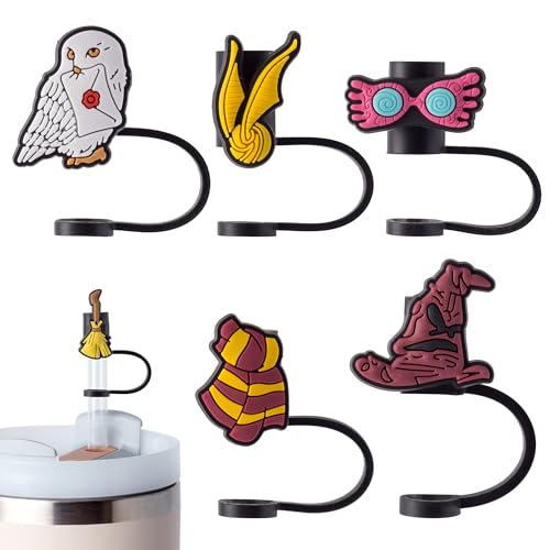 Silicone Straw Covers - 6Pcs Magic Toppers for Stanley Cup - Black Magic