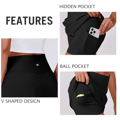 High Waisted 14" Women's Tennis Skirt with Built-in Shorts