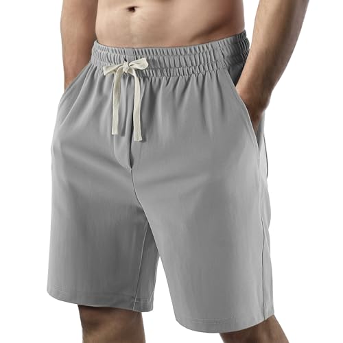 Mens Casual Athletic Shorts with Pockets - Light Gray, Medium