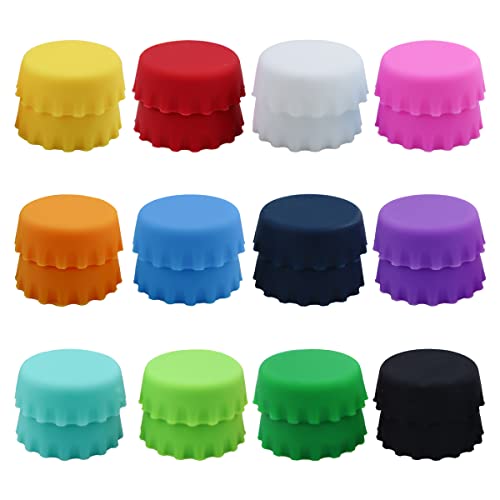 24-Pack Silicone Bottle Caps - Reusable for Beer, Soda & Wine