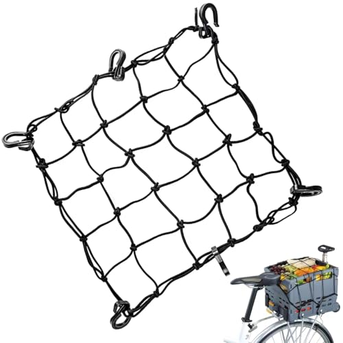 Bike Cargo Net - Expandable Bungee Net with 6 Hooks, 15.7" x 15.7" - 1 Pack