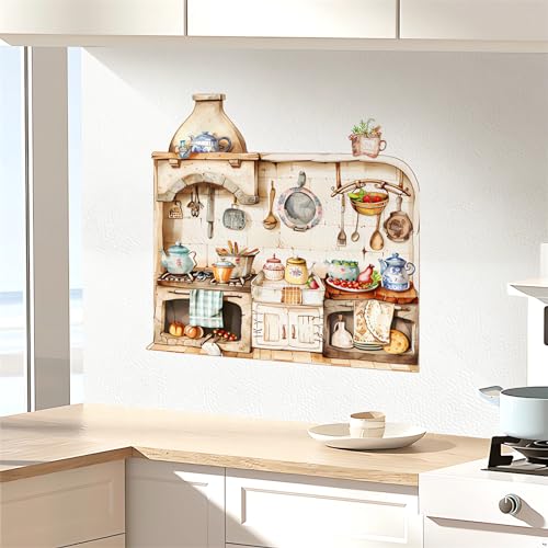 Kitchenware Utensil Vegetable Fruit Wall Stickers, sacinora Warm Kitchen Wall Decals Removable Vinyl Peel and Stick for Kitchen Dining Restaurant Baking Room Bar Art Home Decorations