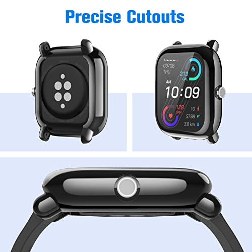Protective Case with Screen Protector for Amazfit Bip U Pro - Black, Clear & Rose Gold