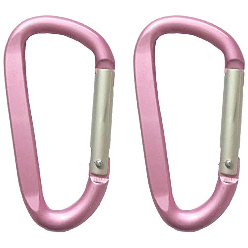 3" Aluminum D-Ring Carabiner Clip Keychain - 2pcs Pink