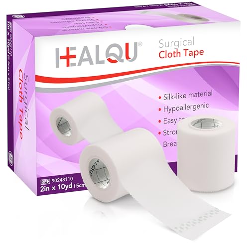 Healqu Silk-Like Medical Tape 2in x 10yds, Durable Woven Surgical Tape, 6 Rolls