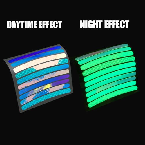 Reflective Wheel Rim Stripe Decals - 40 Pcs Laser for Safety