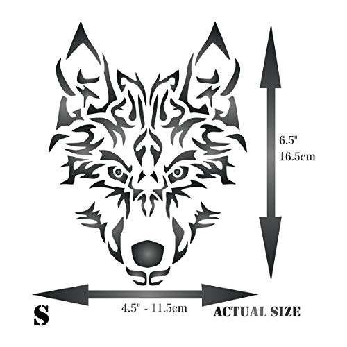 Wolf Stencil, 4.5 x 6 inch - Halloween Animal Canine Artic Wolf Head