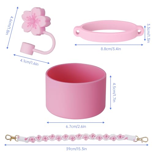 Stanley Cup Accessory Kit - 14oz Handwoven Strap & Cap - Pink