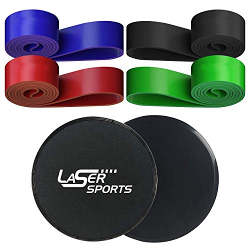 Dual-Sided Exercise Sliding Discs with Resistance Bands - Core Sliders for Home Workouts