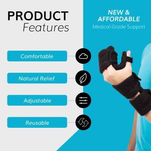 BraceAbility Soft Resting Hand Splint - Medium Right Hand Immobilizer for Finger Contractures, Post-Surgery Recovery