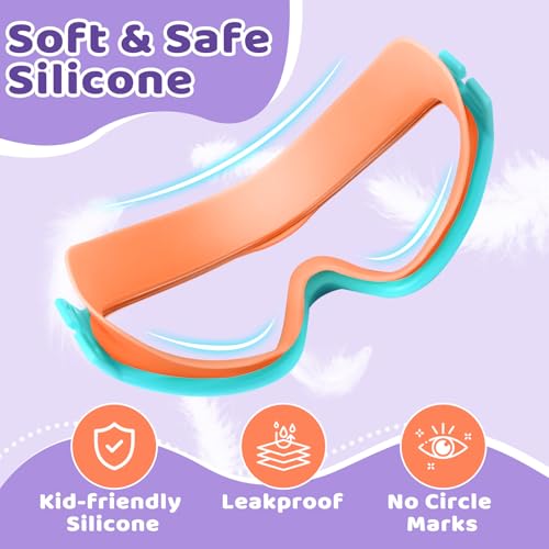 Vvinca Kids Swim Goggles with Fabric Strap - Anti-Fog, Orange & Rose Pink, Ages 3-14