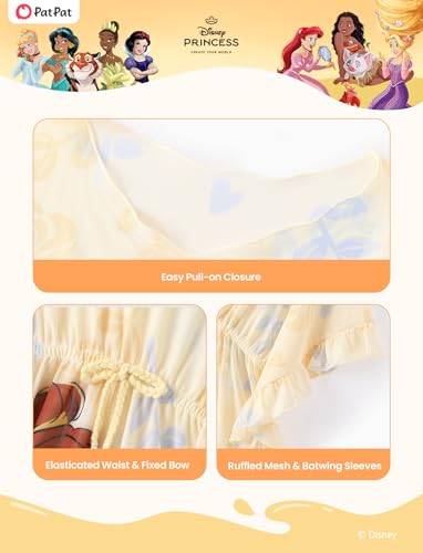 Disney Princess Swim Cover-Up with Hood - Belle Yellow, Ages 4-7