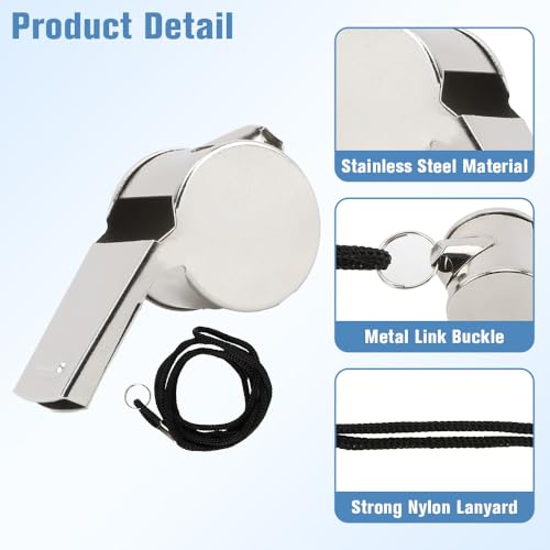 Stainless Steel Coach Whistle with Lanyard - 1 PCS