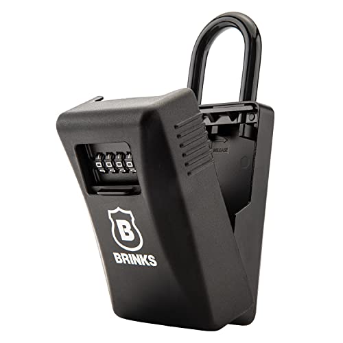 BRINKS - 79mm Outdoor Lock Box - 4-Dial Resettable Combination - Increased Security with Hardened Steel Shackle, Black