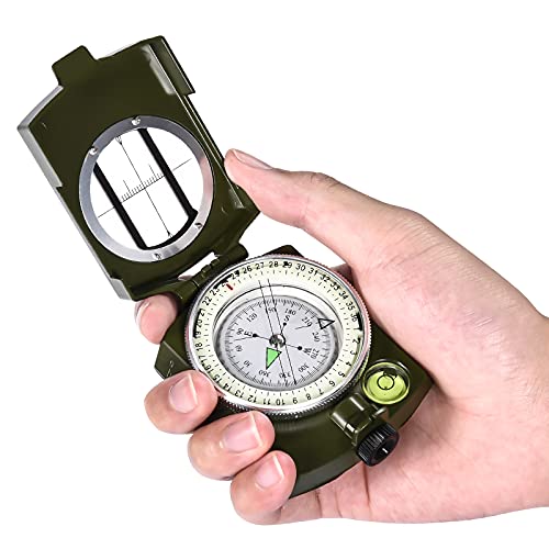Military Lensatic Compass with Carrying Bag - Waterproof & Shakeproof