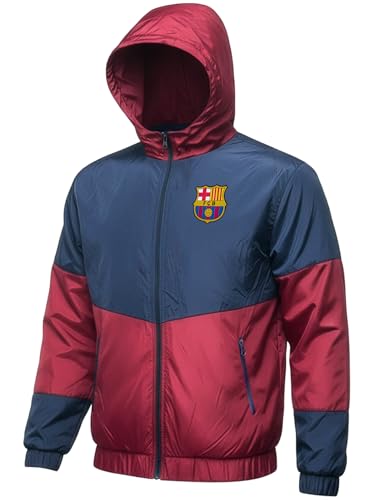 Kids Barcelona Windbreaker Rain Jacket - Hooded Zip-Up Youth Sizes, Licensed