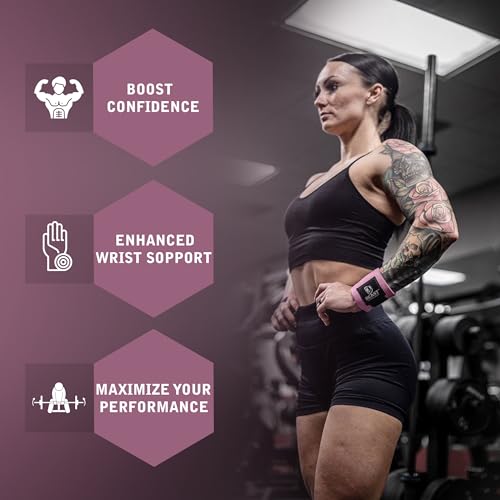 Gym Wrist Wraps for Weightlifting - 14" Support - Pink