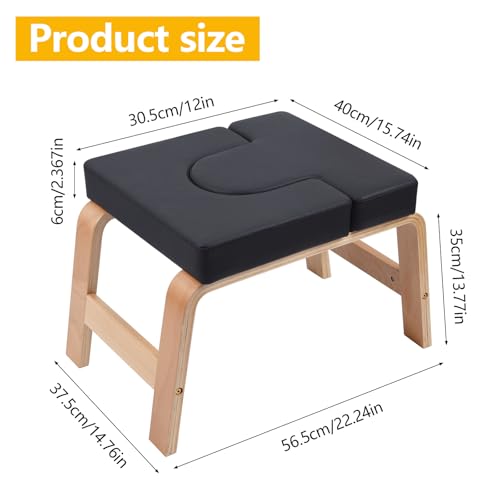 Yoga Headstand Bench with PU Cushion - Black, 300 lbs Capacity