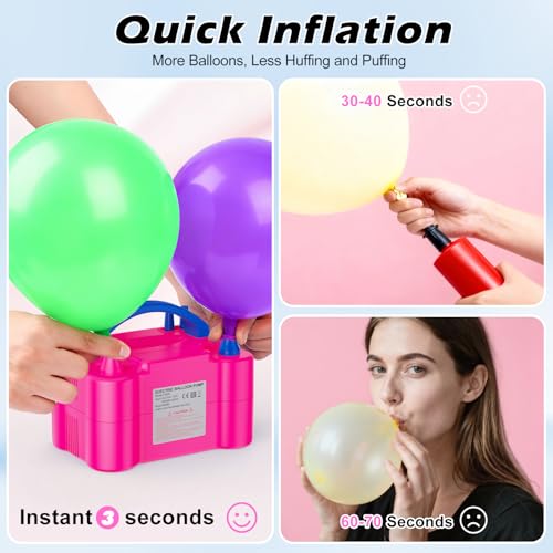 Electric Balloon Pump with Dual Nozzle & Tying Tools - 600W Inflator