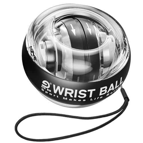 Gyroscopic Wrist Ball Exerciser - Auto-Start Forearm Trainer - Black