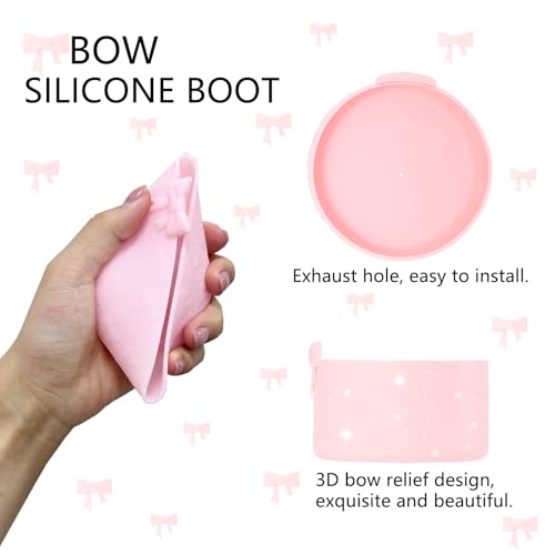 Silicone Protective Boot for 32oz Water Bottles - Bow Design, Red