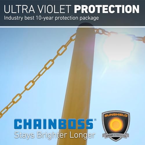 US Weight (Made in USA) 2" x 100' Black Plastic Safety Chain ft. SunShield UV Resistant Technology