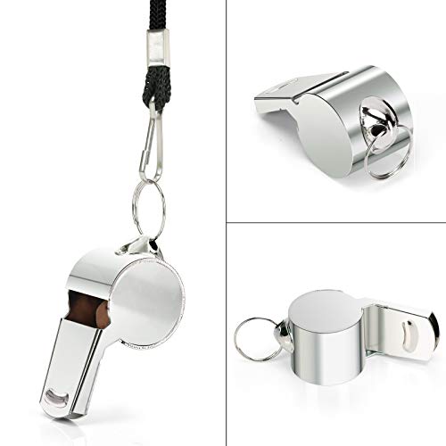 Stainless Steel Whistle with Lanyard - Very Loud - Silver B