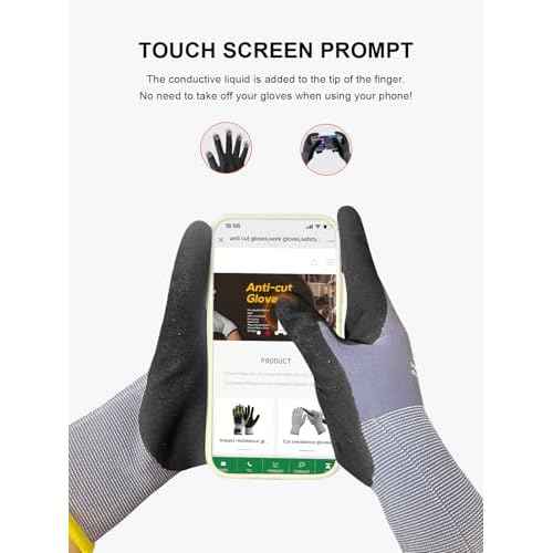 Touchscreen Nitrile Coated Work Gloves 12 Pairs Frosted Grip Safety Gloves for Gardening Electronics Seamless