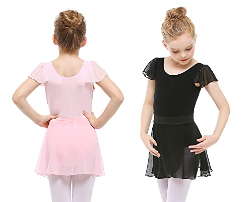 Stelle Ballet Skirts for Girls 03-Black+Pink (Pull On) 4-6 Years – Toddler Dance Wrap Skirt