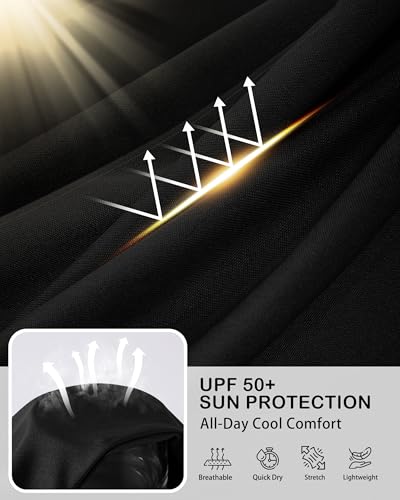 Roadbox Men's Big & Tall UPF 50+ Long Sleeve Sun Shirt - Black, 4X-Large