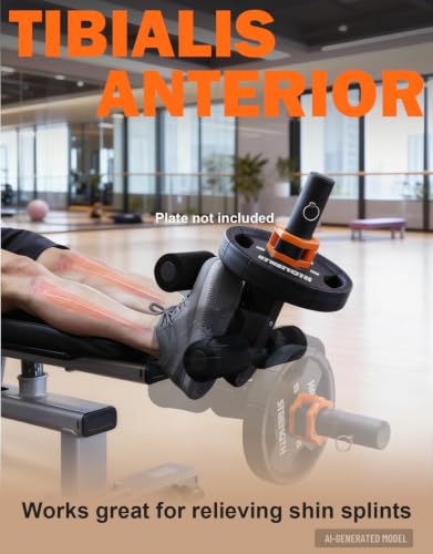 Tib Bar - Tibialis Trainer for Shin & Ankle Strength, 2in Weight Plates - Black